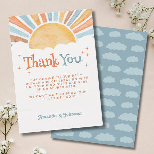 Tarjeta De Agradecimiento Aquí viene el Sol Baby Shower Sol