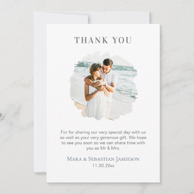 Tarjeta De Agradecimiento *~* AR16 Código QR de FOTO elegante para Boda DIY (Anverso)