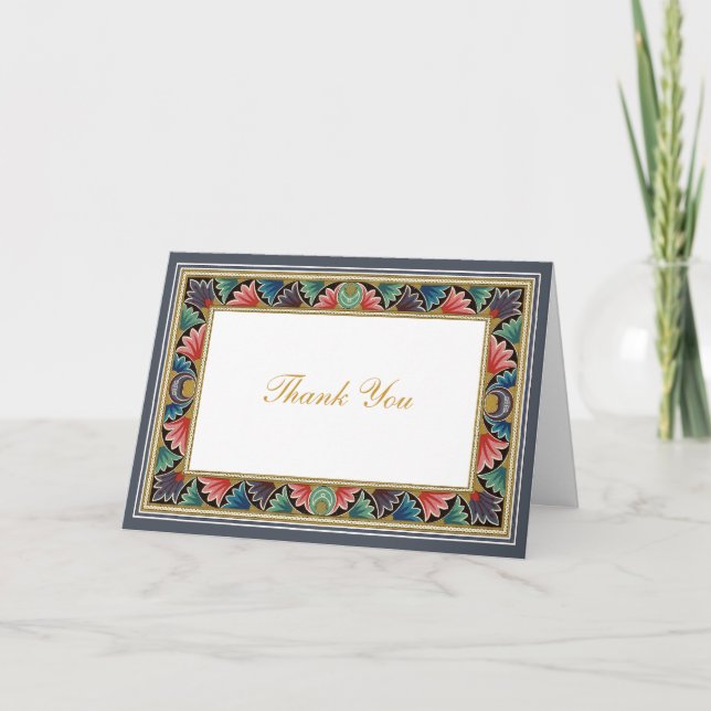 Tarjeta de agradecimiento árabe floral (Anverso)