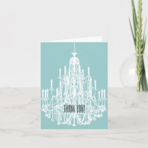 Tarjeta De Agradecimiento Araña de luces azul y blanca Gracias
