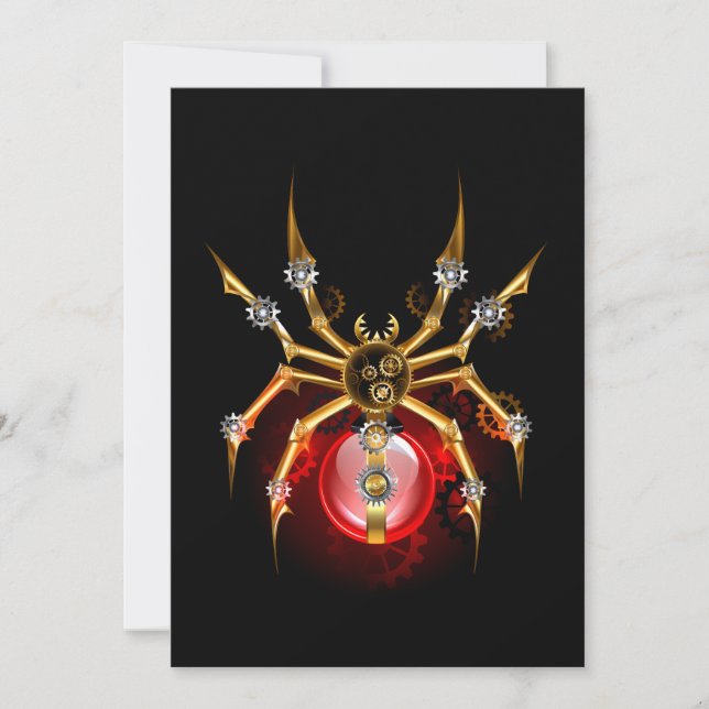 Tarjeta De Agradecimiento Araña steampunk sobre negro (Anverso)