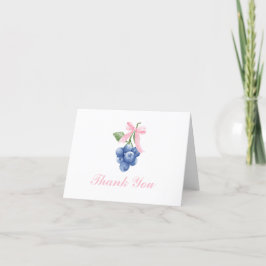 Tarjeta De Agradecimiento Arándano dulce cumpleaños lazo rosa gingham