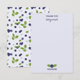 Tarjeta De Agradecimiento Arándanos Acuarela Flores de Arándano Follaje