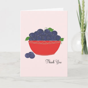 Tarjeta De Agradecimiento Arándanos en un Plato Rojo Gracias