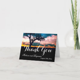 Tarjeta De Agradecimiento Árbol al atardecer Boda Gracias Cartas