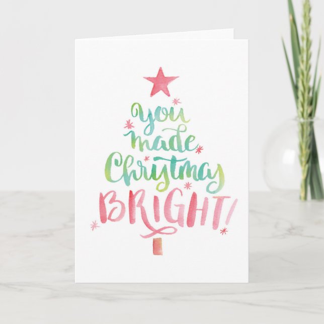 Tarjeta De Agradecimiento Árbol de acuarela Gracias Notecard (Anverso)