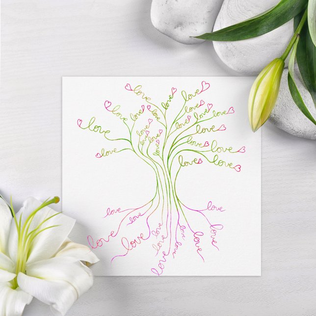 Tarjeta De Agradecimiento Árbol de amor verde de la vida luz elegante modern (Subido por el creador)
