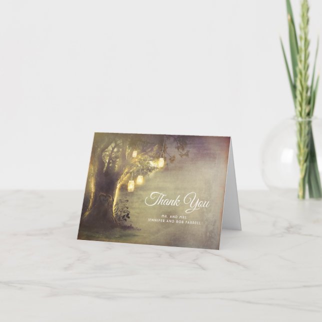 Tarjeta De Agradecimiento Árbol de bodas rústico de amor campestre agradecim (Anverso)