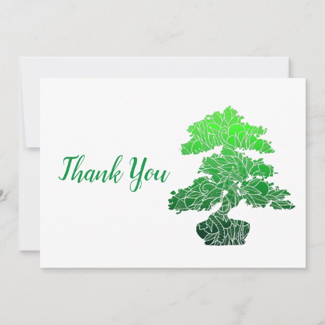 Tarjeta De Agradecimiento Árbol de Bonsai Verde Resumen (Anverso)