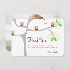 Tarjeta De Agradecimiento Árbol de Cupcakes Rosados Caprichosos Foto de Cump