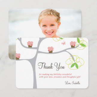 Tarjeta De Agradecimiento Árbol de Cupcakes Rosados Caprichosos Foto de Cump