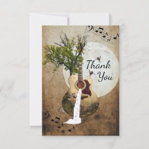 Tarjeta De Agradecimiento Árbol de guitarra de fantasía