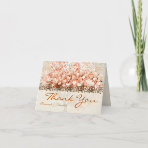 Tarjeta De Agradecimiento Árbol de Hoja de Corazón de Coral Claro Gracias