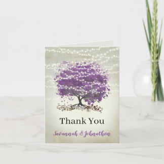 Tarjeta De Agradecimiento Árbol de Hoja de Corazón Púrpura Boda Agradecimien