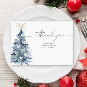 Tarjeta De Agradecimiento Árbol de hoja perenne con lazos Riego de bebé