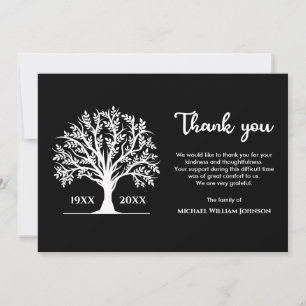 Tarjeta De Agradecimiento Árbol De La Vida En Memoria De Funerales Blanco Y 