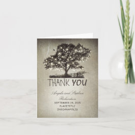 Tarjeta De Agradecimiento árbol de luces de cadena rústica gracias a las car