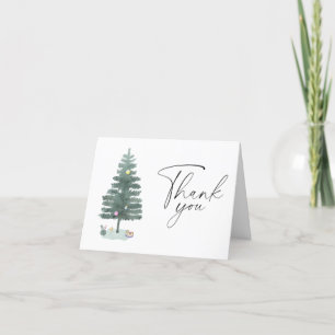 Tarjeta De Agradecimiento Árbol de Navidad acuarela Gracias