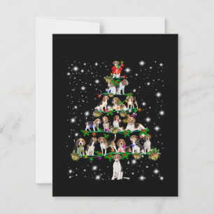 Tarjeta De Agradecimiento Árbol De Navidad Beagle Cubierto De Lámparas