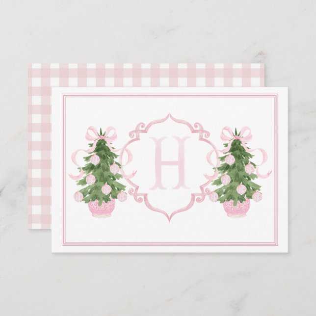 Tarjeta De Agradecimiento Árbol de Navidad Chino Rosado Baby Shower (Anverso / Reverso)