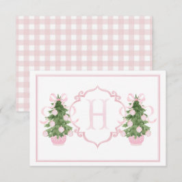Tarjeta De Agradecimiento Árbol de Navidad Chino Rosado Baby Shower