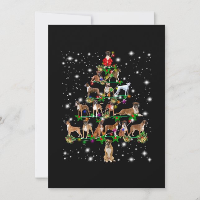 Tarjeta De Agradecimiento Árbol De Navidad De Boxer Cubierto Con Lámparas (Anverso)