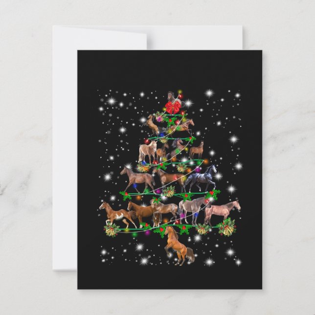 Tarjeta De Agradecimiento Árbol De Navidad De Caballo Cubierto De Lámparas (Anverso)