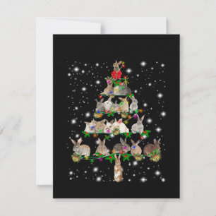 Tarjeta De Agradecimiento Árbol De Navidad De Conejo Cubierto De Lámparas