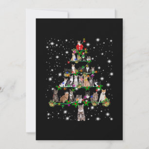 Tarjeta De Agradecimiento Árbol De Navidad De Gato Cubierto Con Lámparas