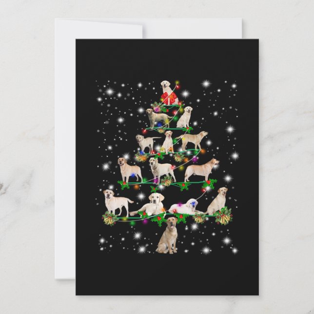Tarjeta De Agradecimiento Árbol De Navidad De Labrador Cubierto De Lámparas (Anverso)