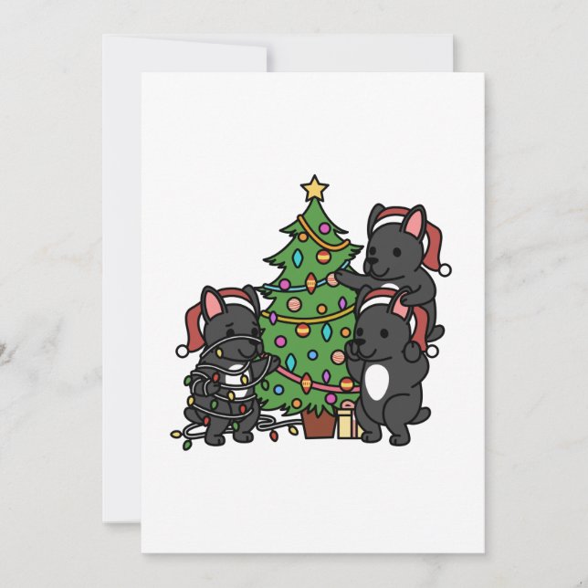 Tarjeta De Agradecimiento Árbol de Navidad del Bulldog francés (Anverso)