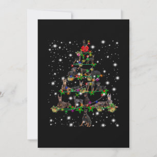 Tarjeta De Agradecimiento Árbol de Navidad Doberman cubierto por linterna