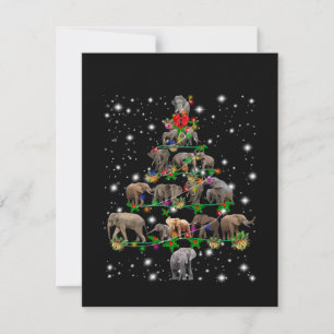 Tarjeta De Agradecimiento Árbol de Navidad elefante cubierto por linterna