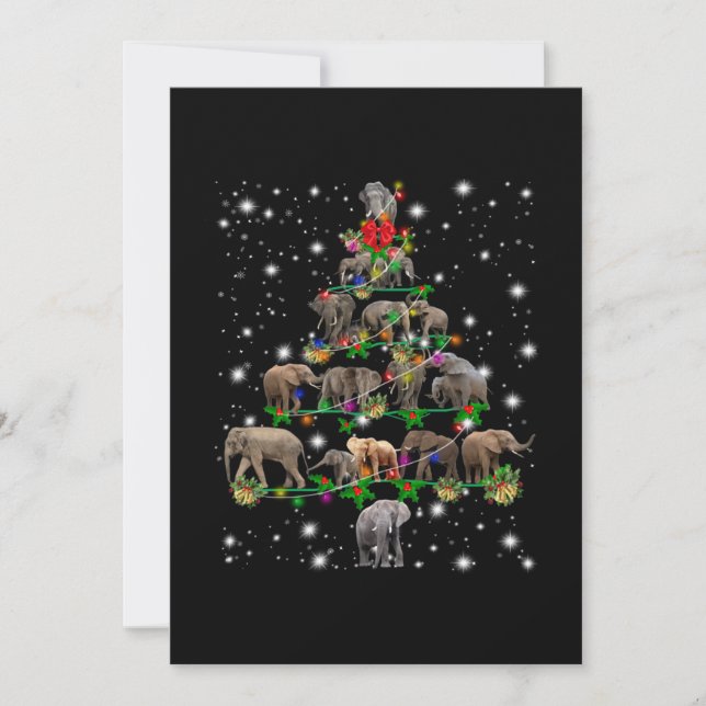 Tarjeta De Agradecimiento Árbol de Navidad elefante cubierto por linterna (Anverso)