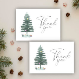 Tarjeta De Agradecimiento Árbol de Navidad en acuarela Gracias