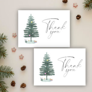 Tarjeta De Agradecimiento Árbol de Navidad en acuarela Gracias