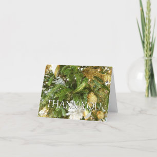 Tarjeta De Agradecimiento Árbol de Navidad plateado y dorado en vacaciones