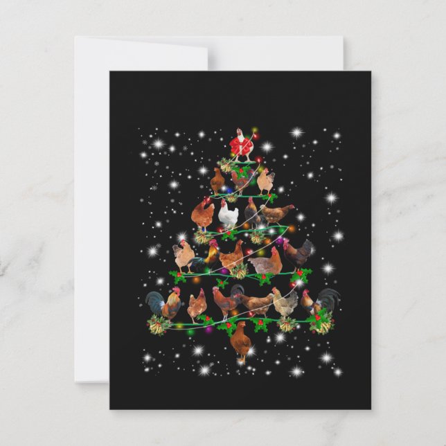 Tarjeta De Agradecimiento Árbol De Navidad Pollo Cubierto De Lámparas (Anverso)