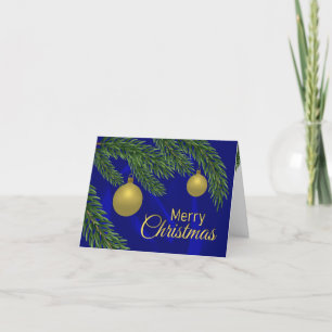 Tarjeta De Agradecimiento árbol de navidad realista con decoración dorada