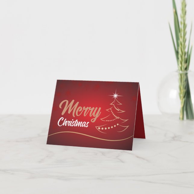 Tarjeta De Agradecimiento Árbol de Navidad Rojo, cliente estacional (Anverso)