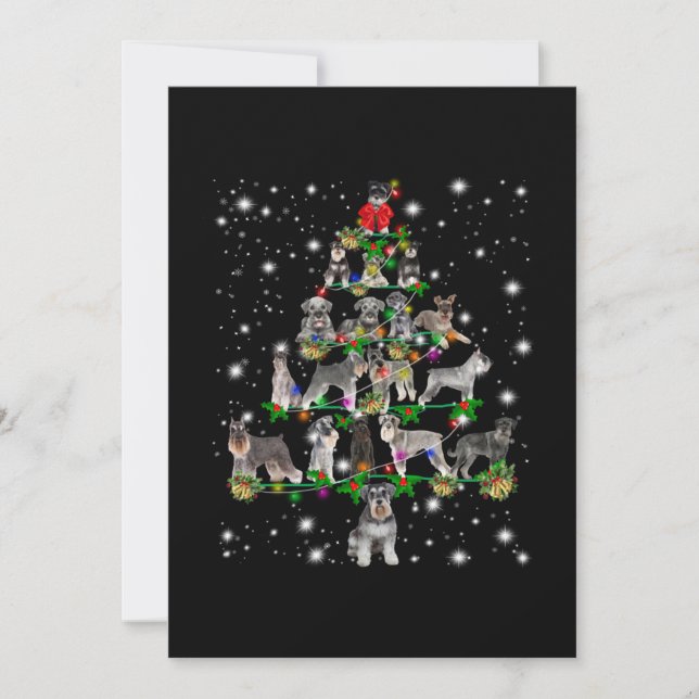 Tarjeta De Agradecimiento Árbol De Navidad Schnauzer Cubierto De Lámparas (Anverso)