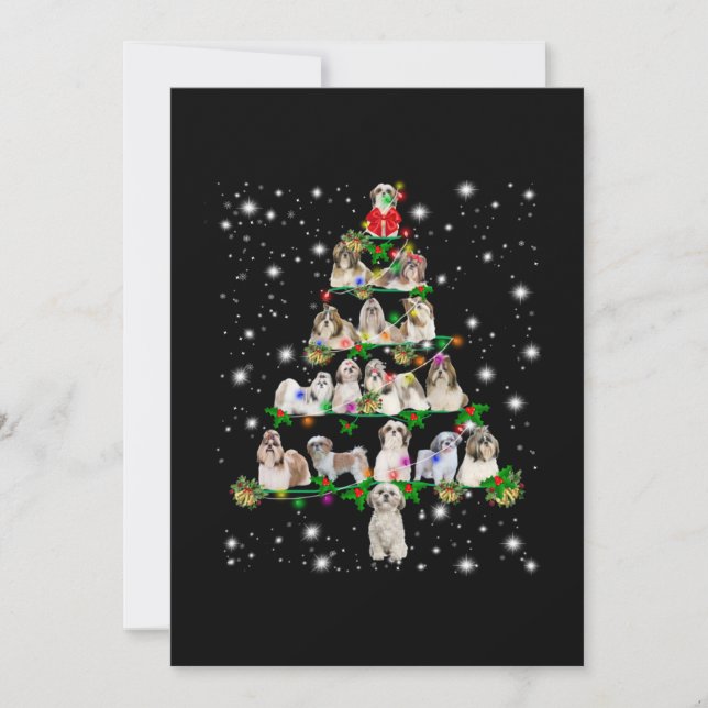 Tarjeta De Agradecimiento Árbol de Navidad Shih Tzu Cubierto De Fashlight (Anverso)