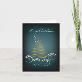 Tarjeta De Agradecimiento Árbol de Navidad y regalos, moderno tradicional