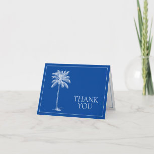 Tarjeta De Agradecimiento Árbol de palma azul y blanca de la marina costera