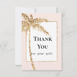 Tarjeta De Agradecimiento Árbol de palma tropical con purpurina dorada