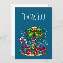 Tarjeta De Agradecimiento Árbol de palmas de Navidades tropicales