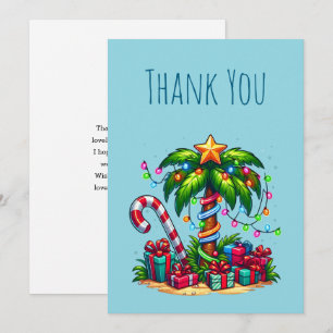 Tarjeta De Agradecimiento Árbol de palmas de Navidades tropicales