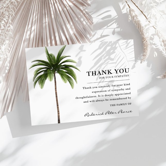 Tarjeta De Agradecimiento Árbol de palmas tropical simple | Funeral (Subido por el creador)