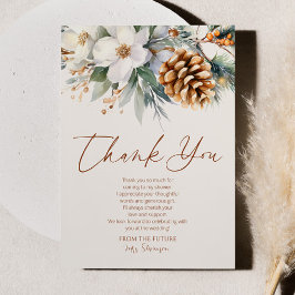 Tarjeta De Agradecimiento Árbol de pino floral de invierno Navidad Despedida