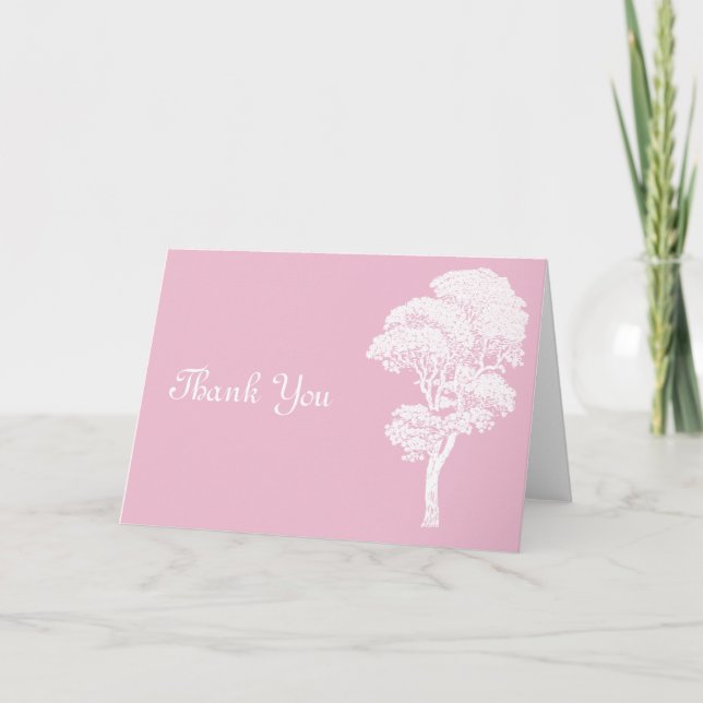 Tarjeta De Agradecimiento Árbol de sopladores blancos rosados Gracias (Anverso)